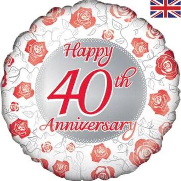Oaktree Happy 40th Anniversary 18" Foil Balloon