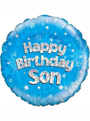 18" Happy Birthday Son Holographic Foil Balloon