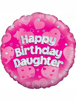 18" Happy Birthday Daughter Holographic Foil Balloon