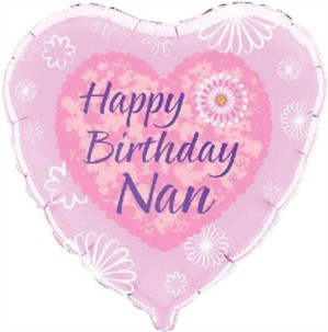 18" Happy Birthday Nan Foil Heart Balloon