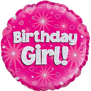 Birthday Girl Pink Holographic 18" Foil Balloon