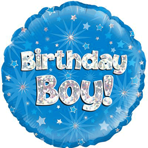 Birthday Boy Blue Holographic 18" Foil Balloon