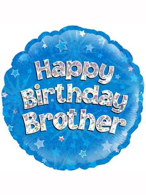 18" Happy Birthday Brother Holographic Foil Balloon