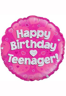 Happy Birthday Teenager Pink 18" Foil Balloon