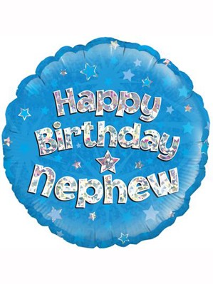18" Happy Birthday Nephew Holographic Foil Balloon