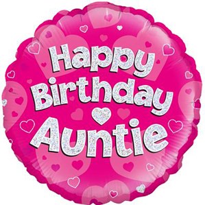Happy Birthday Auntie Pink 18" Holographic Foil