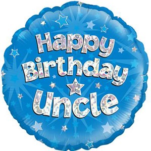 Happy Birthday Uncle Blue Holographic 18" Foil Balloon
