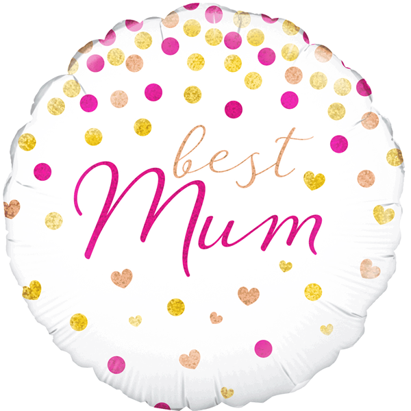 Best Mum Holographic Confetti 18" Foil Balloon