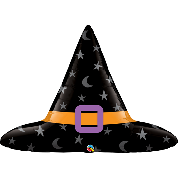 Halloween Black Witch Hat 40" Large Shape Foil Balloon