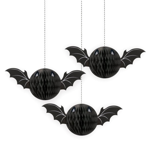 Halloween Honeycomb Bat Hanging Decorations 3pk