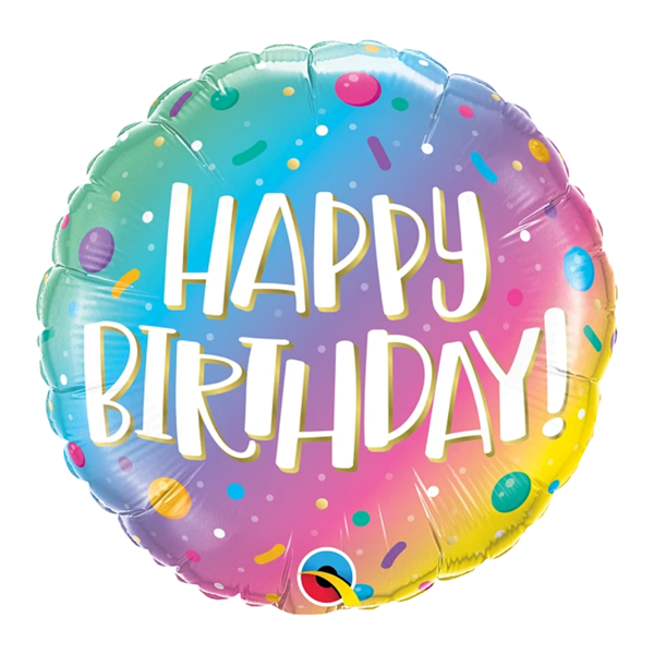 18" Happy Birthday Ombre Dot & Sparkles Foil Balloon