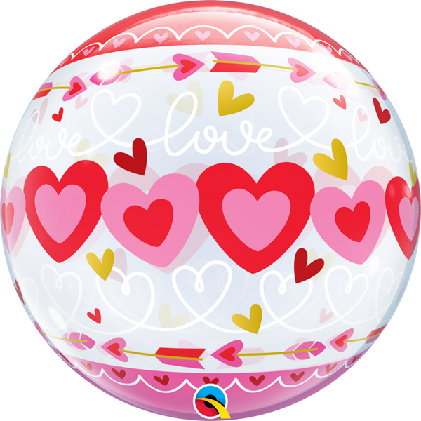 Valentine's Day Connected Love Hearts 22" Bubble Balloon