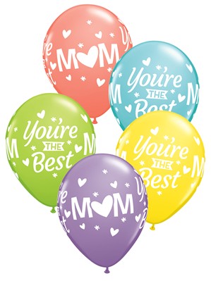 Mum You're The Best Sorbet Assorted 11" Latex Balloons 50pk