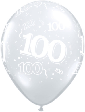 Diamond Clear Age 100 Latex 11" Balloons 25pk