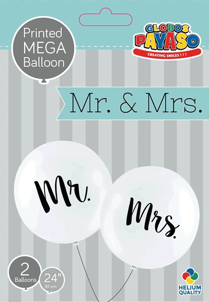 Globos Mr & Mrs Wedding 24" Latex Balloons 2pk