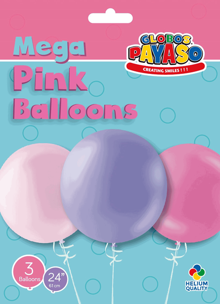 Pink & Lilac 2ft (24") Latex Balloon Pack 3pk