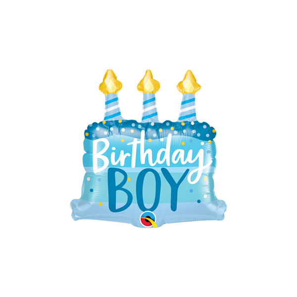 Qualatex Blue Birthday Boy Cake 14" Mini Foil Balloon