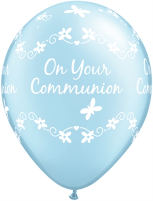 Pearl Light Blue Communion 11" Latex Balloons 25pk