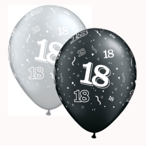 Black & Silver Age 18 Latex 11" Balloons 25pk