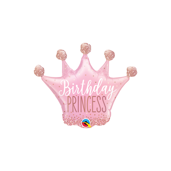 Qualatex Pink Birthday Princess Crown 14" Mini Foil Balloon