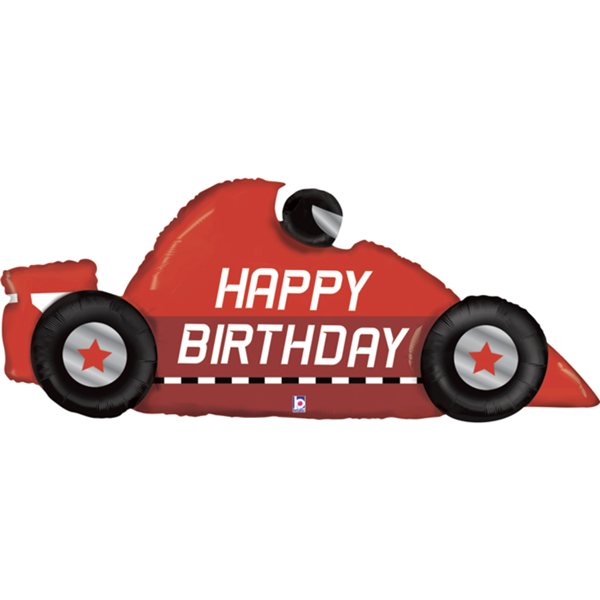 Red Happy Birthday Racing Car 56" Foil Balloon