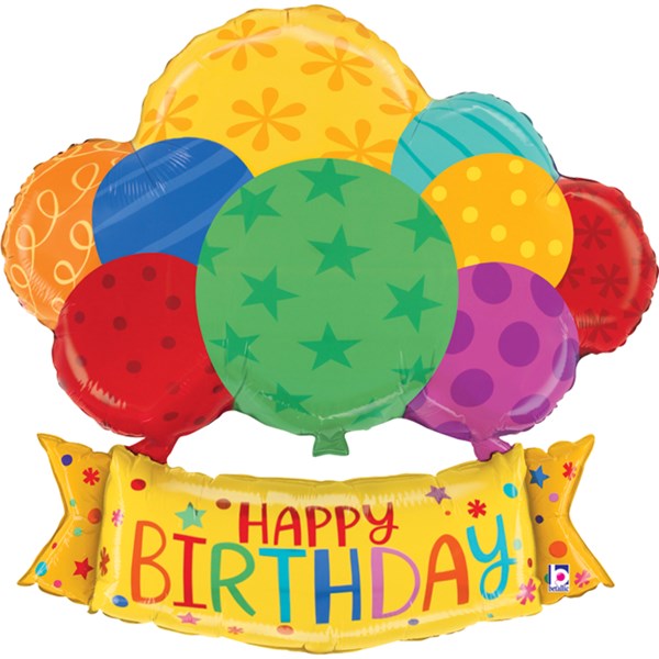 Happy Birthday Banner Balloons 37" Foil Balloon