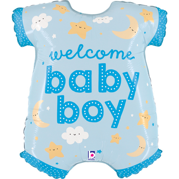Welcome Baby Boy Blue Baby Vest 31" Foil Balloon