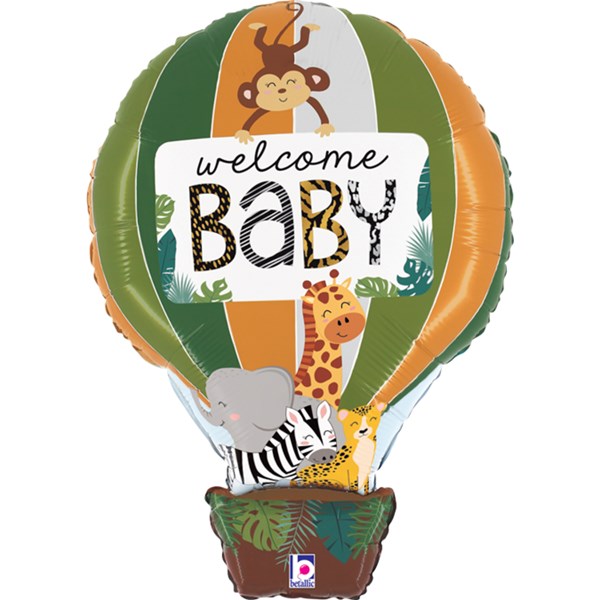 Welcome Baby Jungle Hot Air Balloon 30" Foil Balloon