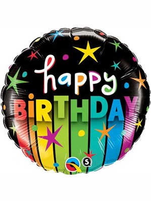 Happy Birthday Colourful Stripes 18" Foil Balloon