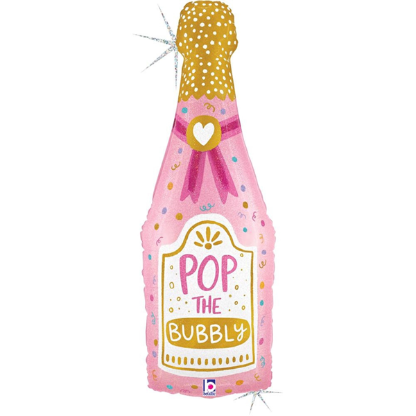 NEW Grabo Pink Bubbly Champagne Bottle 37" Large Foil Balloon