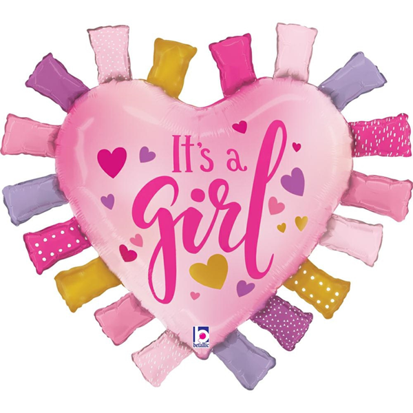 NEW Grabo It's A Girl Heart 33" Large Foil Balloon