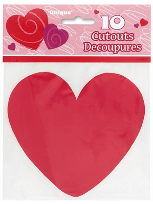 Valentine's Mini Red Heart Cut Outs 10pk
