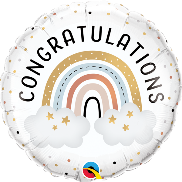 Congratulations Boho Rainbow 18" Foil Round Balloon