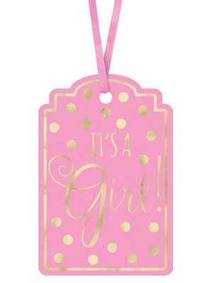 It's a Girl Baby Shower Pink Paper Gift Tags 25pk