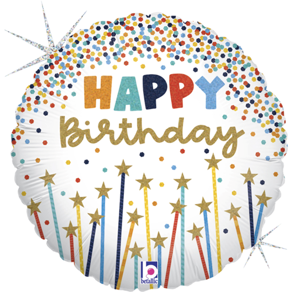 Happy Birthday 18" Glitter Star Candles Foil Balloon