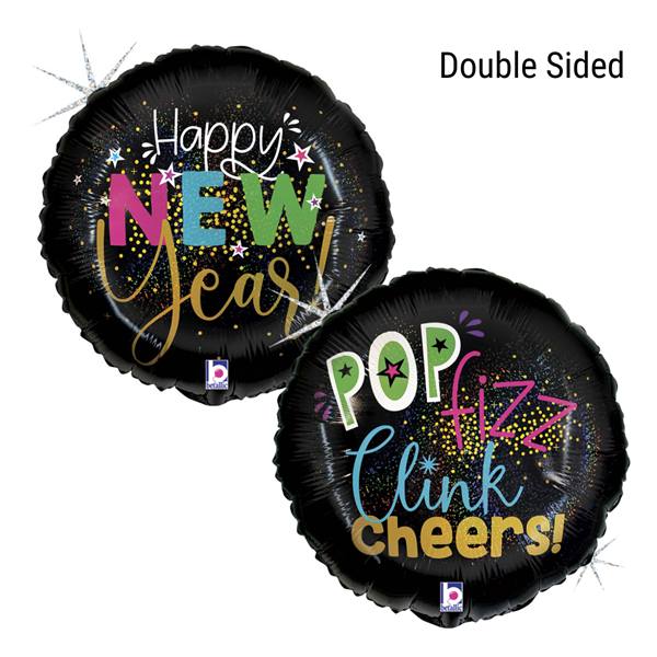 Happy New Year Glitter Holographic 18" Foil Balloon