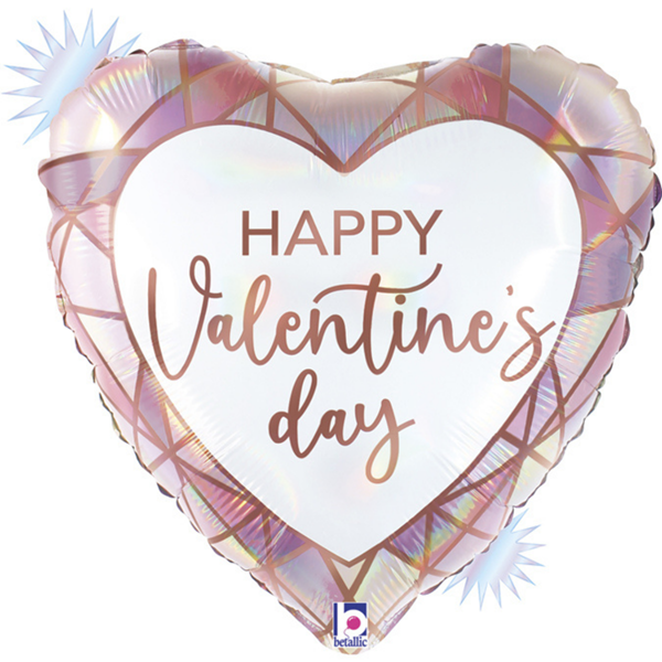 Happy Valentine's Day Opal Gem 18" Heart Foil Balloon