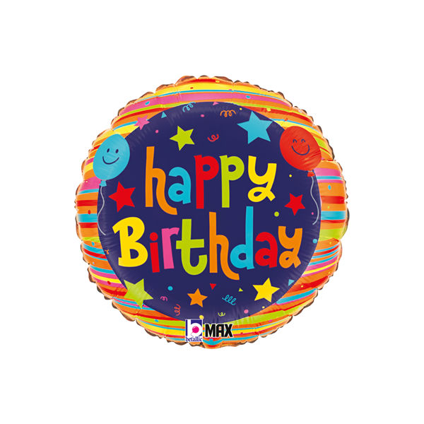NEW Grabo Happy Birthday Balloons and Stars 18" Foil Balloon
