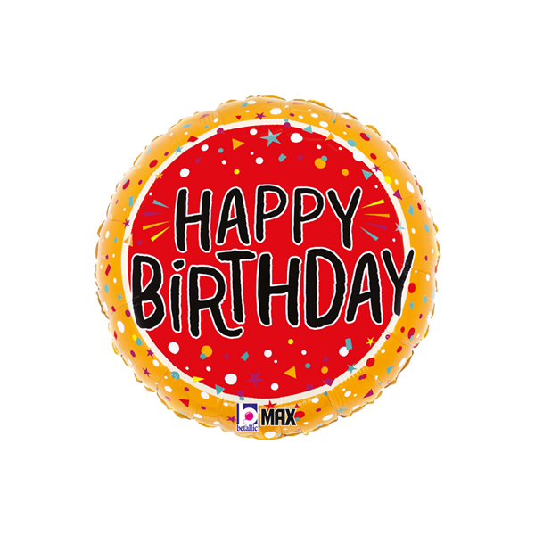 NEW Grabo Happy Birthday Fun Confetti 18" Foil Balloon