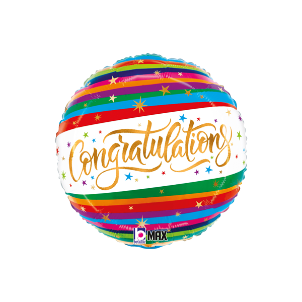 NEW Grabo Congratulations Fun Stripe 18" Foil Balloon