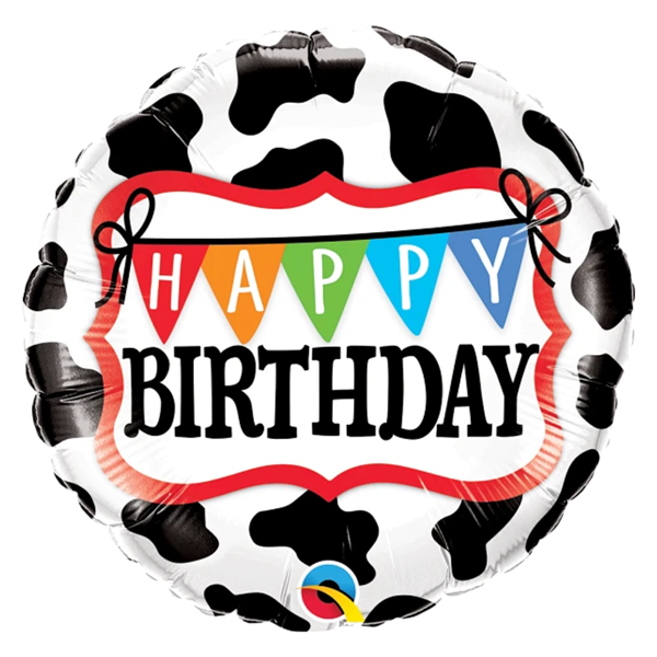 Qualatex Birthday Holstein Cow Print 18" Foil Balloon