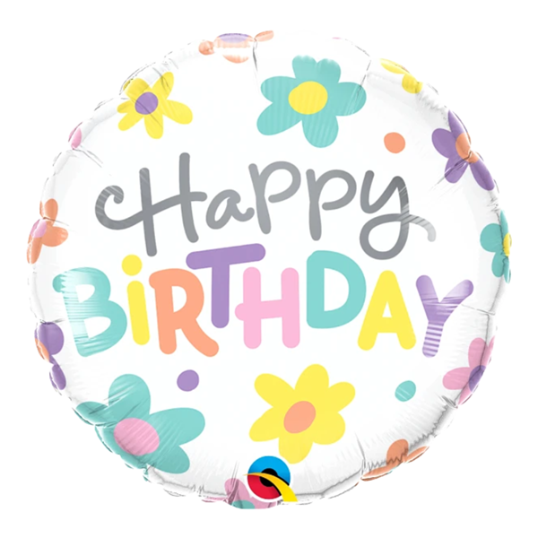Qualatex Happy Birthday Retro Daisies 18" Foil Balloon