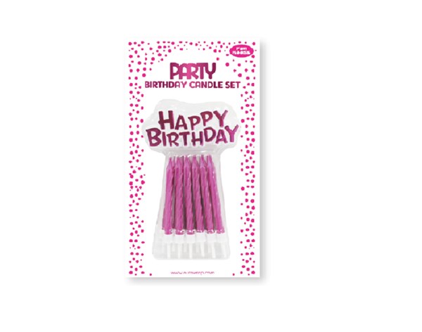 Pink Birthday Cake Candle Set