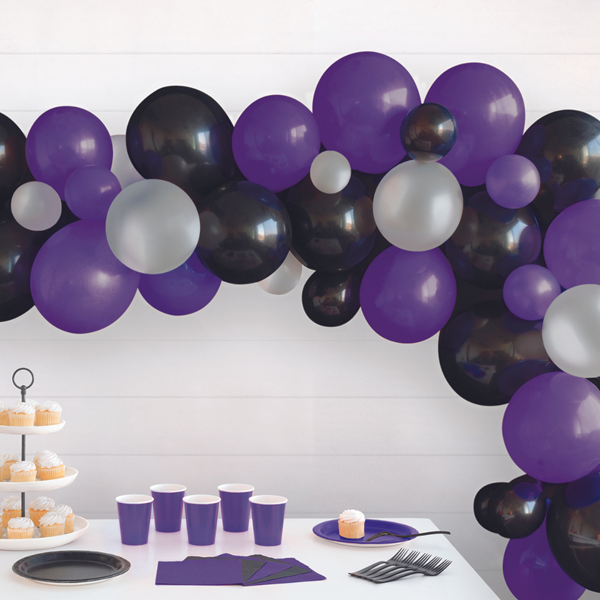 Halloween Black, Purple & Silver DIY Balloon Arch Kit (40pcs)