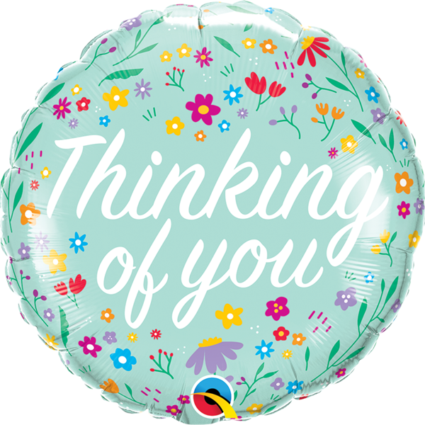Qualatex Thinking Of You Petite Floral 18" Round Foil Balloon
