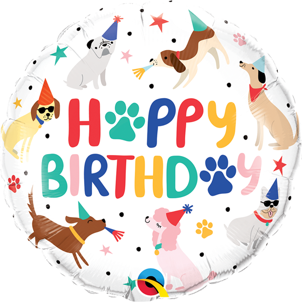 Qualatex 18" Happy Birthday Party Puppies Foil Balloon