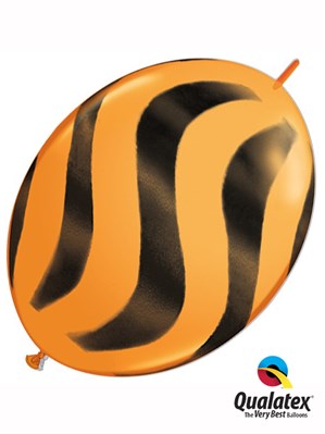 Qualatex 12" Orange Wavy Stripes Quick Link Latex Balloons 50pk