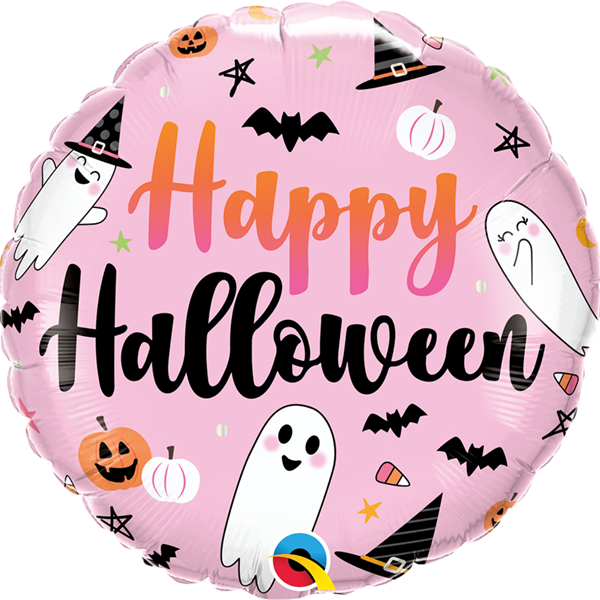 Pink Happy Halloween Cute Ghosts 18" Foil Balloon