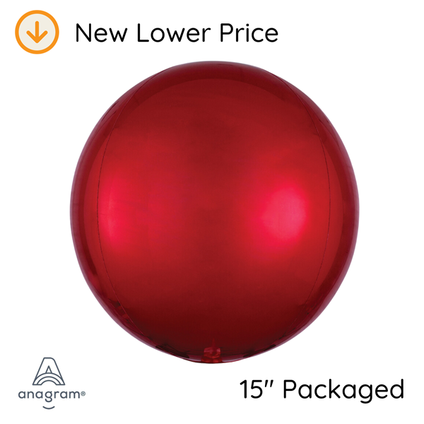 Orbz Red 15" Foil Balloon Packaged