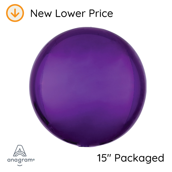 Orbz Purple 15" Foil Balloon Packaged